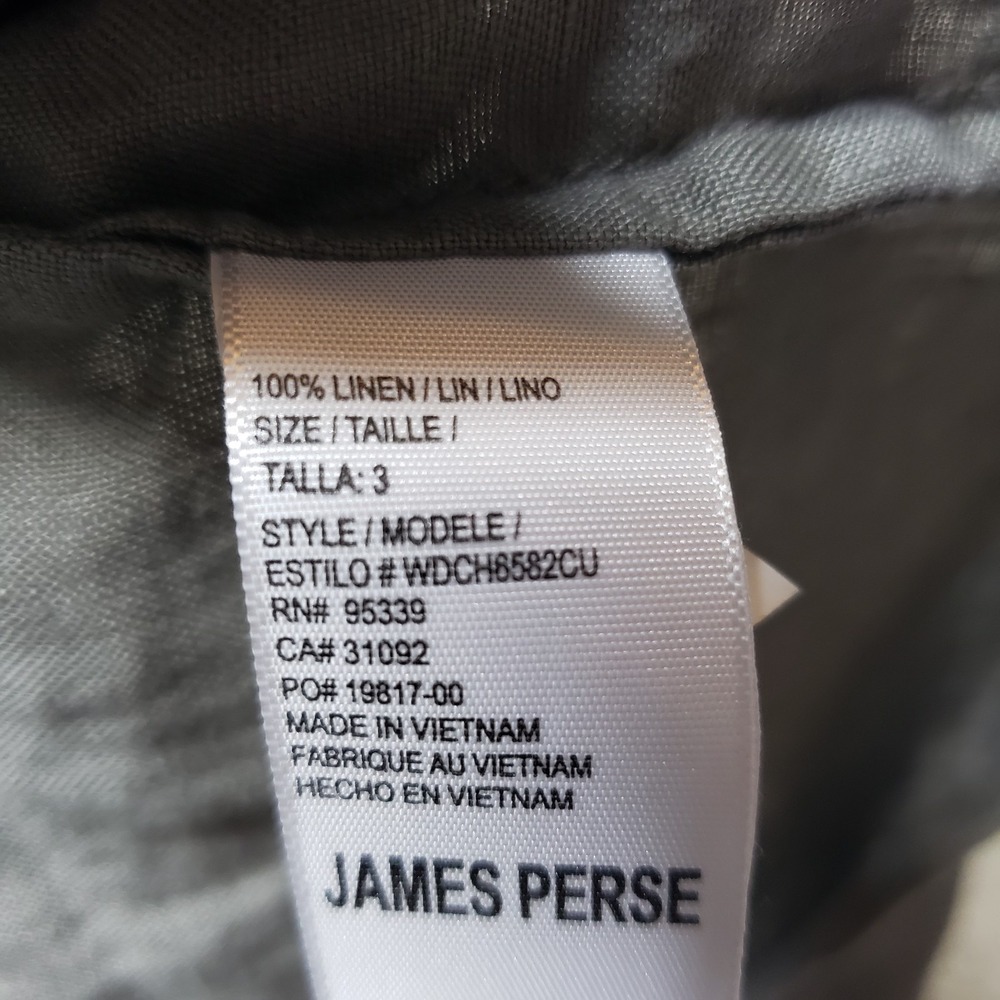 James Perse 100% Linen Shirt Dress Womens 3 (L) Gray Button Front Drop Tie Waist - Picture 13 of 15